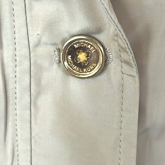 Brand New Michaels Kors Khaki Drawstring Waist Button Up Jacket Neutral Casual - Picture 7 of 16